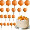 ASTARON 20 Pcs Ball Cake Topper Decorations Mini Balloons Cake Topper Sticks Orange Balls Cake Picks Cake Topper Balls Cake Decorations for Halloween Birthday Cake Decorations