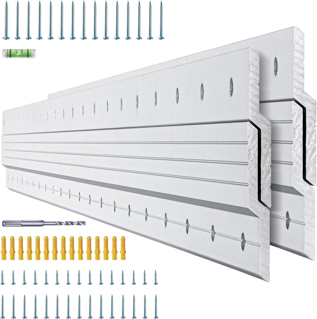 2 Pairs French Cleat Hanger 41 inch, 500 Lbs Load Heavy Duty Mirror Mounting Hardware Aluminum Z Clips Wall Interlocking Bracket Hangers Picture Hanging Kit for Hanging Mirror Picture Cabinet