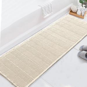 H.VERSAILTEX Upgraded Waffle Runner Rug Super Absorbent Non Slip Bath Rugs for Beside Tub, 24" x 72", Ivory