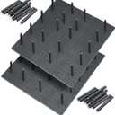 Kigley 6 Pcs Wood Pegboard Drawer Organizer with 48 Pegs Wood Peg Board System Peg Drawer Organizers for Kitchen Dishes Plate Pegboard Food Containers(20.98x5.91,Dark Gray)