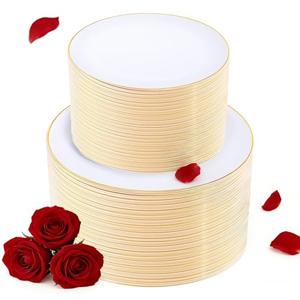 KIRE 200PCS White Disposable Plates - Heavy Duty White Plastic Plates for Party/Wedding - Include 100Pieces 10.25inch Dinner Plates and 100Pieces 7.5inch Dessert/Salad Plates