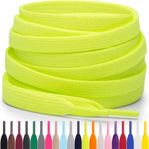 Miscly Flat Shoe Laces for Sneakers (54 (137 CM), Neon Green/Yellow)