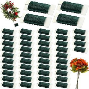 Ferraycle 72 Pack Green Floral Wire 38 Yards 22 Gauge Flexible Paddle Florist Christmas Green Wire for Crafts Christmas Wreaths Tree Garland and Floral Flower Arrangements