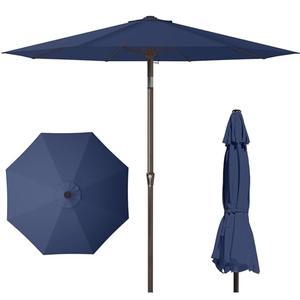 PatioKingdom 11FT Patio Umbrella, Outdoor Umbrella with Push Button Tilt and Crank, Market Table Umbrella with 8 Sturdy Fiberglass Ribs UV Protection(Navy)