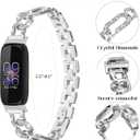 Metal Band Compatible with Fitbit Inspire 3 for Women Shiny Rhinestone Bracelet Strap Adjustable Replacement Watchband for Inspire 3 Fitness Tracker