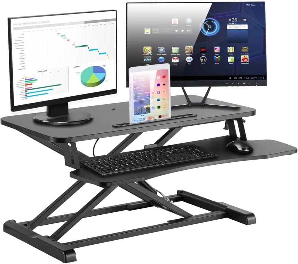 Sit-Stand Desktop Workstation Black. Size 100×50.5×16cm