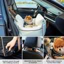 ZOMISIA Dog Car Seat for Small Dogs - Waterproof Pet Booster Seat for Car with Clip-On Safety Leash, Soft Travel Carrier for Puppy up to 25 lbs, Memory Foam Filling and 2 Adjustable Buckles, Beige