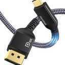 Maxonar VESA Certified USB C to DisplayPort 1.4, 8K 60Hz Thunderbolt 4/3 /USB4 to DP Cable 6.6FT/2M(4K 60Hz 144Hz 120Hz 2K 240Hz) 32.4Gbps HBR3 Alt Mode Adapter for Mac Studio, M2 M1 MacBook - Black