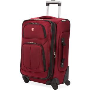 SwissGear Sion Softside Expandable Luggage Carry-On Suitcase with 360 Degree Wheels & Retractable Handle 21 Inch, Perfect for 1-3 Night Trips Burgundy