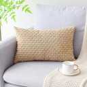 Pack of 2 Soft Corduroy Decorative Pillow Covers 12 x 20 Inch Boho Striped Rectangle Pillow Covers Farmhouse Home Decor for Sofa Couch Bedroom Khaki