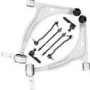 Front Lower Control Arms with Ball Joint for Nissan Altima 2002-2006 for Nissan Maxima 2004-2008 Front Sway Bars End Link + Tie Rods End Suspension Kit K620167 K620166 K90352 K90353 EV427 8pcs