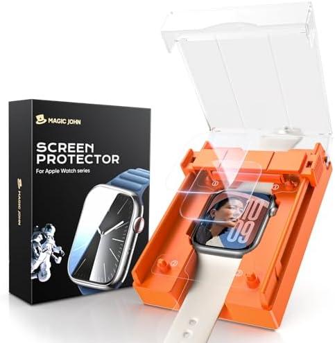 MAGIC JOHN 2 Pack for Apple Watch Series 11(2025) Series 10 46MM Screen Protector, [Automatic Align Tech] Self-Healing Flexible TPU Film, HD Transparent, Anti Scratch, Bubble Free
