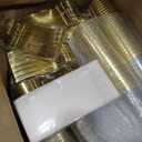 BESTVIP 700PCS Clear Gold Disposable Dinnerware Set for 100 Guests, Plastic Plates for Party, Wedding, Christmas, Include: 200 Plastic Plates, 100 Gold Silverware, 100 Cups, 100 Napkins
