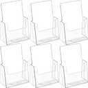 MaxGear Acrylic Brochure Holder 6 x 9 Inches, Clear Plastic Countertop Literature Holders, Bi-fold Flyer Display Stand for Pamphlets, Booklets, Magazines, Menus, Multi Purpose Organizer, 6 Pack