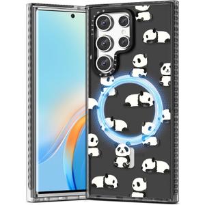 Toycamp for Samsung Galaxy S23 Ultra case - Compatible with MagSafe Women Girls Cute Phone Cover Magnetic with Shockproof Protective Girly Pretty Designer for Samsung S23 Ultra Cases, Panda
