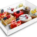 Large Acrylic Rectangular Cake Tray - Multifunctional Rectangle Cake Stand with Cover Lid - Pastry Serving Dessert Holder Tray for Party Home Kitchen Gift2 (White)