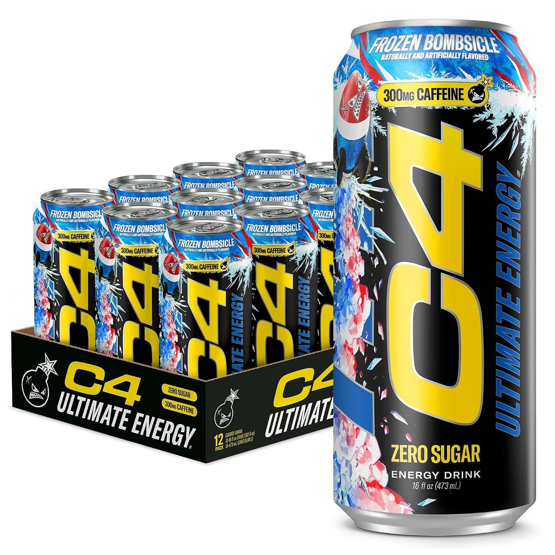 C4 Ultimate Energy Drink with Zero Sugar, Frozen Bombsicle, 12pk (EXP 12/31/27)