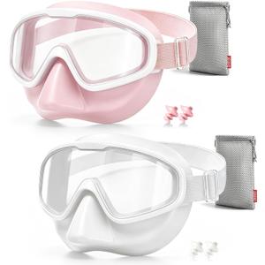 Aegend Swim Goggles with Nose Cover,No Hair Pull,UV Protection Wide View Fabric Swimming Goggles for 3-14 Kids Youth Adult