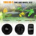 2PCS 11x6.00-5 Flat Free Tire and Wheel with 1/2" & 3/4" & 5/8" Precision Bearings and 5.8"-10.4" Centered Hub, Black Front Zero-Turn Smooth Tire Replacement for Riding Lawn Mowers Garden Tractor