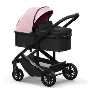 Newyoo Infant Strollers with Bassinet Mode, Nestro 516M, Convertible/Reversible Seat & Cup Holder, Coches para Bebes, 2 in 1 Rear-Facing Pram from Newborn to Toddler, Pink