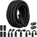 6AN Fuel Line Kit, 6AN Nylon Braided Fuel Line Hose Fitting Kit CPE 20FT Black
