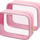 TSA Toiletry Bag Clear Makeup Bag Travel Essentials Cosmetic Bag for Men and Women Pink 2Pcs