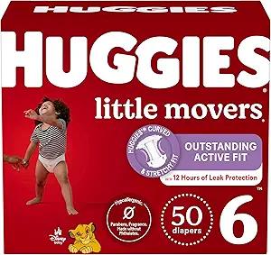 Huggies Size 6 Diapers, Little Movers Baby Diapers, Size 6 (35+ lbs), 50 Count (2 Packs of 25), 