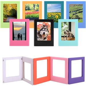 Penitue 12pcs Magnetic Picture Frame, 8.8x6.5cm/3.5x2.5in Wallet Size Magnetic Photo Frames Table Fridge Mini Photo Holder Magnet for School Office Home Decor (12 Colors)