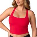UNISSU Hugcurve Adjustable Racerback Longline Sports Bras Square Neck Padded Yoga Workout Crop Tank Tops for Women, XS