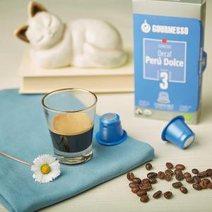 Gourmesso 3Pcs Decaf Peru Dolce Decaf Coffee Pods I Compatible with Original Line Nespresso Machines Best By: 2025/Dec/14 Gourmesso 3Pcs Decaf Peru Dolce Decaf Coffee Pods I Compatible with Original Line Nespresso Machines Best By: 2025/Dec/14