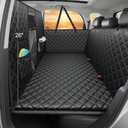 URPOWER Back Seat Extender for Dogs, Hard Bottom Dog Car Seat Cover with High Barrier Holds 400 lbs, Waterproof Dog Car Hammock with Mesh Window Dog Car Travel Bed Pet Backseat Protector for Car, SUV