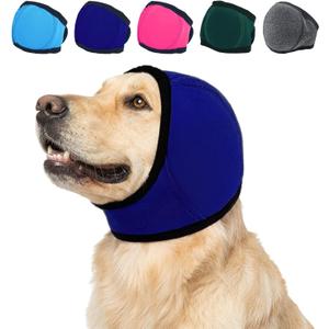 MIGOHI Dog Ear Muffs Noise Protection, Calming Hoodie with Soft Padding-Adjustable Headphones for Dog, Hook & Loop Headband for Dogs, L, Navy Blue