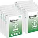 Office Essentials Economy View 3 Ring Binders, 1" Round Rings, 1.4" Spine, 175-Sheet Capacity, White Binders (12-Pack of 03424)