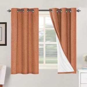 H.VERSAILTEX 100% Blackout Curtains for Bedroom Thermal Insulated Linen Textured Curtains Heat and Full Light Blocking Drapes Living Room Curtains 2 Panel Sets, 42x63 Inch
