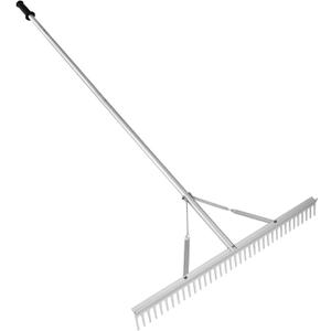 VEVOR Landscape Rake, 36" Head Aluminum Lake Weed Rake with 75" Long Handle for Loosening Soil, Lawn Care, Weeding Lake, Garden, Silver