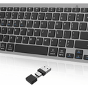 OMOTON 2.4G Wireless Keyboard, Ultra-Slim Compact Mini Keyboard with Type-C & USB-A Receiver, Compatible with Desktop Laptop Tablet PC Smart TV and Windows 11/10/8/7 - Grey