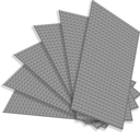 TORMEN 10x5 inch Classic Baseplates, Building Bricks Plates Compatible for Major Brands, & STEM Activities, Inspiring Creativity & Learning(Light Gray*6)