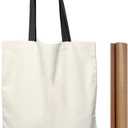 NPBAG 15 Pack 15'' X 16'' Natural Cotton Tote Bags, Lightweight Blank Bulk Cloth bags with 1pc of PTFE Teflon Sheet (Medium, Black Handle)