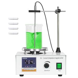 85-2 Digital Display Magnetic Stirrer with 4 Magnetic Stir Bars  Magnetic Stirrer Hot Plate, 0-2000 RPM Lab Stirring System with Temperature Probe, Stainless Steel Plate & Stand Support