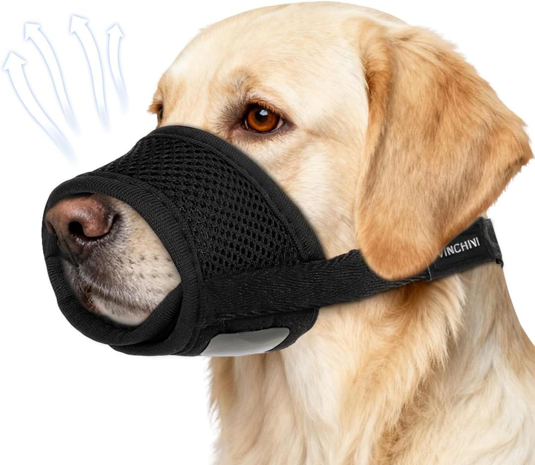 Soft Dog Muzzle for Anti Biting & Barking Secure & Breathable Mesh Mouth Guard for Grooming, Vet Visits, and Walks - Fits Small, Medium, Large Sized Dogs (Black-S)