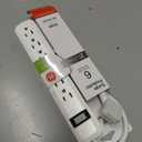 GE 6-Outlet Surge Protector, 2 Ft Extension Cord, Power Strip, 450 Joules, Twist-to-Close Safety Covers, UL Listed, White, 33656