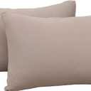 2-Pack Stretch Pillow Cases - Jersey Knit & Ultra Soft Envelope Closure Pillowcases T-Shirt Like Microfiber Blend - Suitable for Queen or Standard Size Set of 2, Taupe