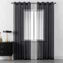 DUALIFE Black Sheer Curtains 84 Inches Length for Living Room Set of 2 Panels Grommet Window Drapes Semi Voile Modern Black Transparent Curtains for Bedroom 52x84 Inch Long