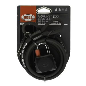 Bell ARMORY 200 6' x 8mm Cable and Key Padlock, Black