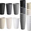 24 Pcs Unbreakable Plastic Cups Set, 20 oz Reusable Plastic Cups, Stackable Water Tumblers, Drinking Cup for Kitchen, Outdoor, BPA-free, Dishwasher Refrigerator and Microwave Safe (20 oz, 6 Colors) (6-Gray Multicolor)