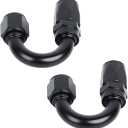 LokoCar 8AN Hose End Fitting 180 Degree Swivel For CPE Braided Hose Black 2Pcs