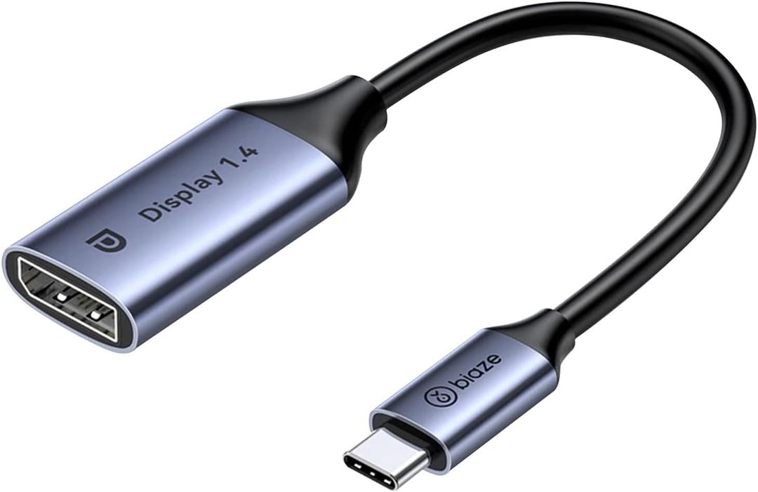 USB C to DisplayPort 1.4 Adapter 8K@60Hz, Thunderbolt 4/3 to DisplayPort Converter Compatible with iPhone 16/15, Galaxy S25, MacBook Pro/Air, iPad XPS