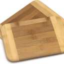 Lipper International Bamboo Wood Two-Tone Kitchen Cutting and Serving Board, Small, 7 3/4" x 6" x 1/4", Set of 2