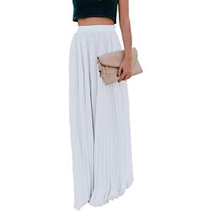 ebossy Women's High Waist Flowy Pleated Chiffon Maxi Skirt XS ebossy Women's High Waist Flowy Pleated Chiffon Maxi Skirt XS