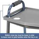 DMI Walker Tray With Cup Holders, Walker Tray For Folding Walkers, Mobility Accessory for Seniors, Tray Table for Standard Walkers, Multipurpose and Portable, Gray